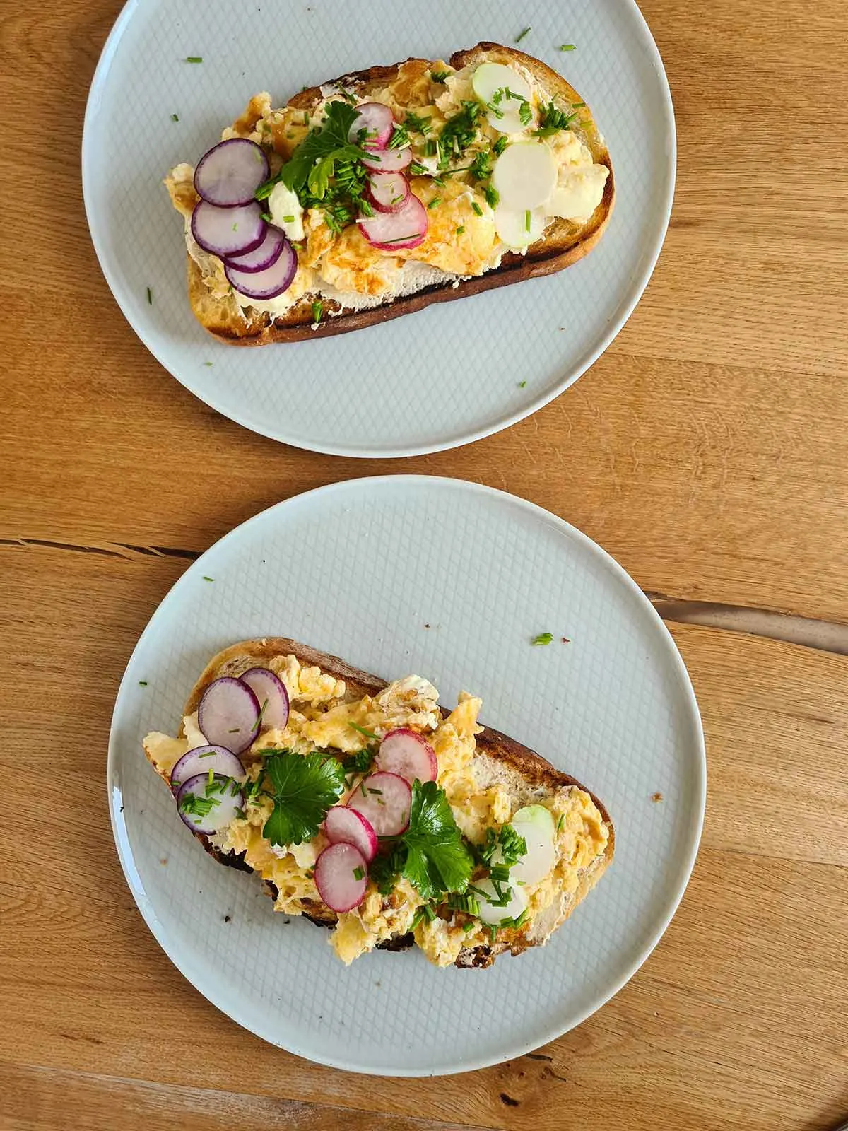 scrambled eggs on toast paine prajita cu omleta cu branza