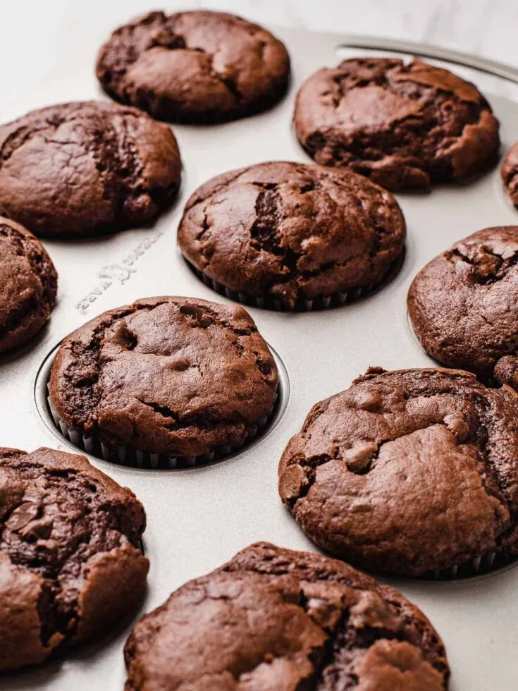 Double Chocolate Sourdough Muffins