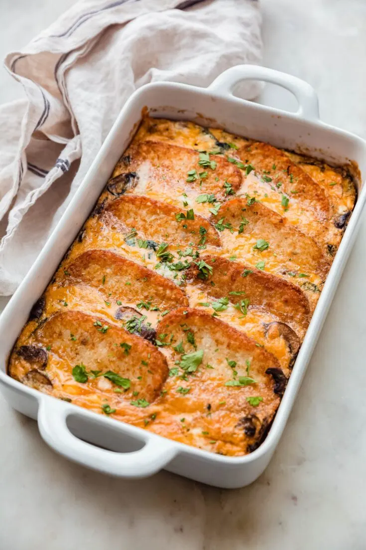 Sauteed Spinach Mushroom Hashbrown Casserole