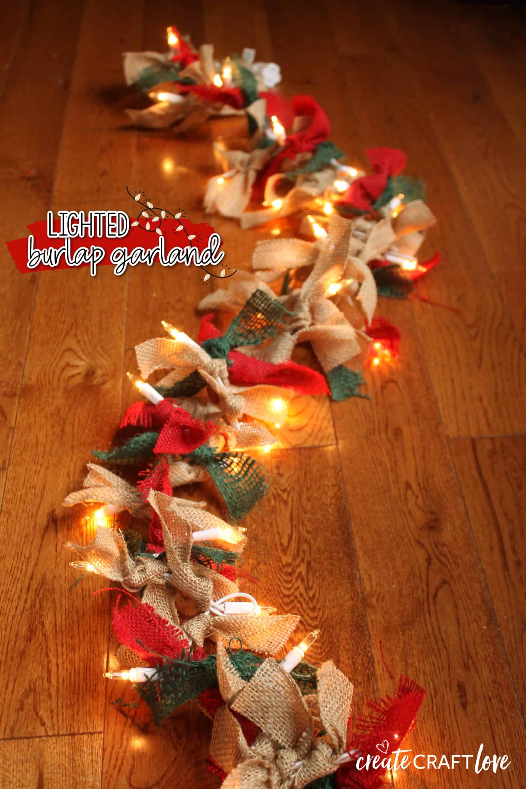 Lighted Burlap Garland For Christmas