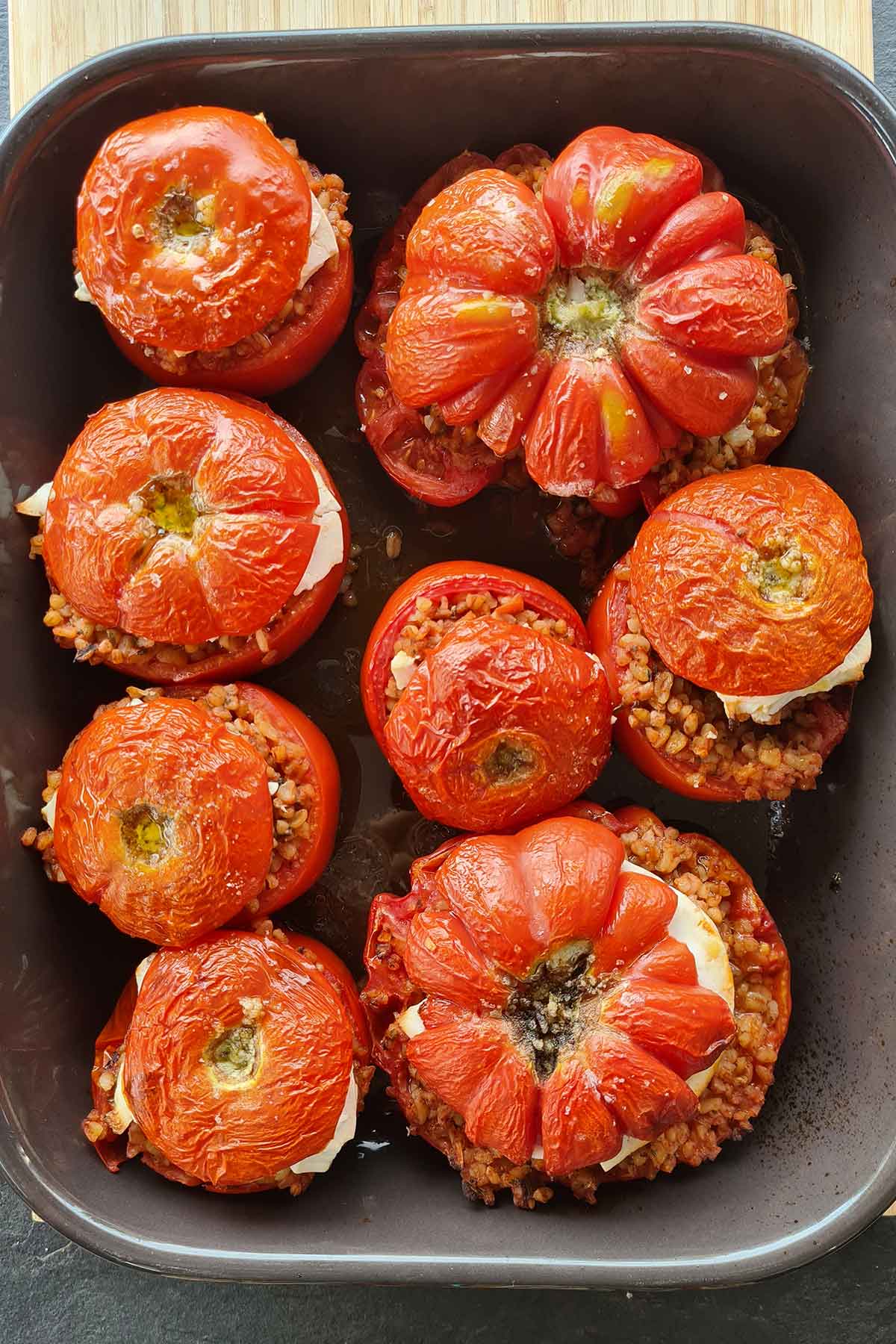 stuffed tomatoes with bulgur and feta cheese
