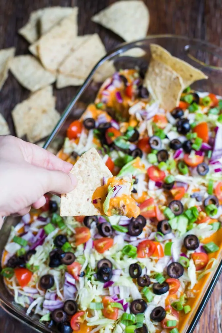 layer dip for vegan potluck