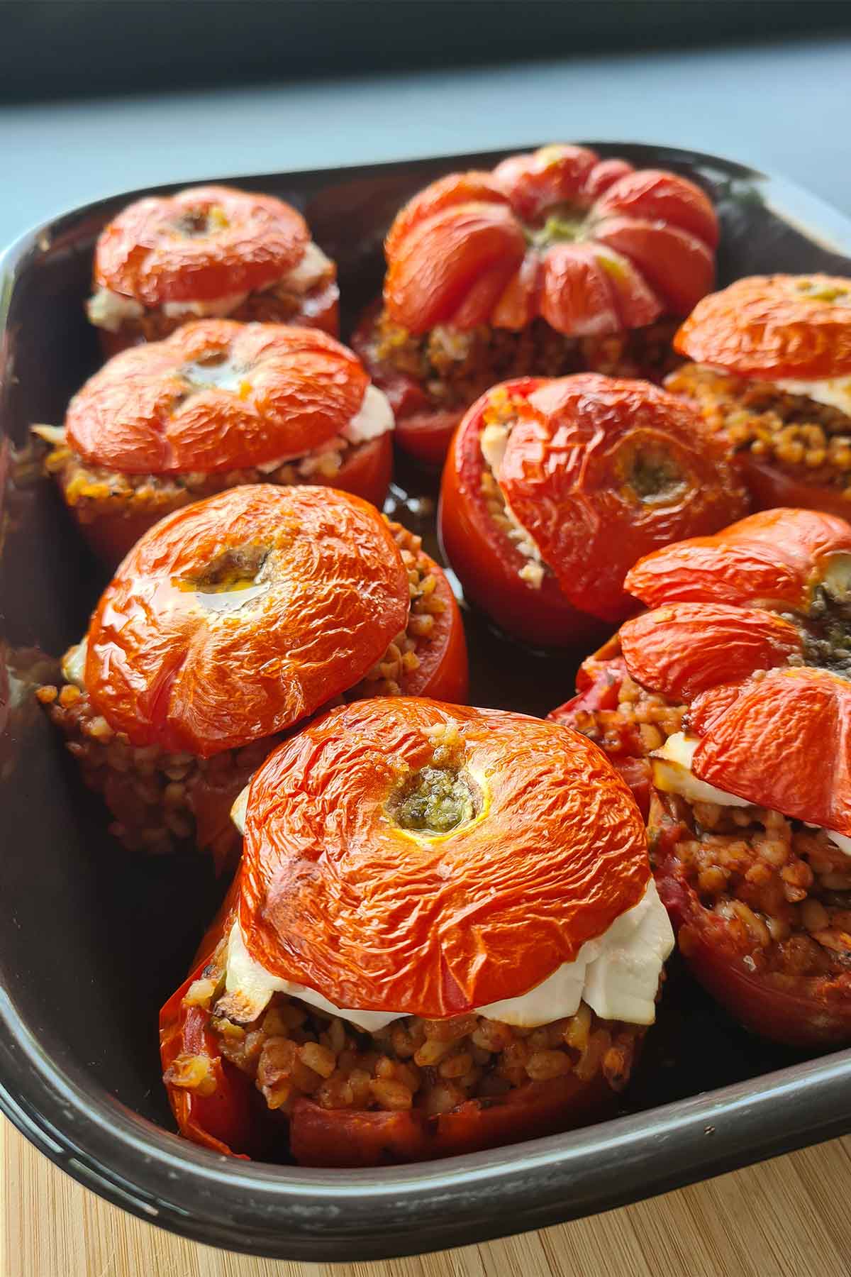 bulgur stuffed tomatoes with cheese