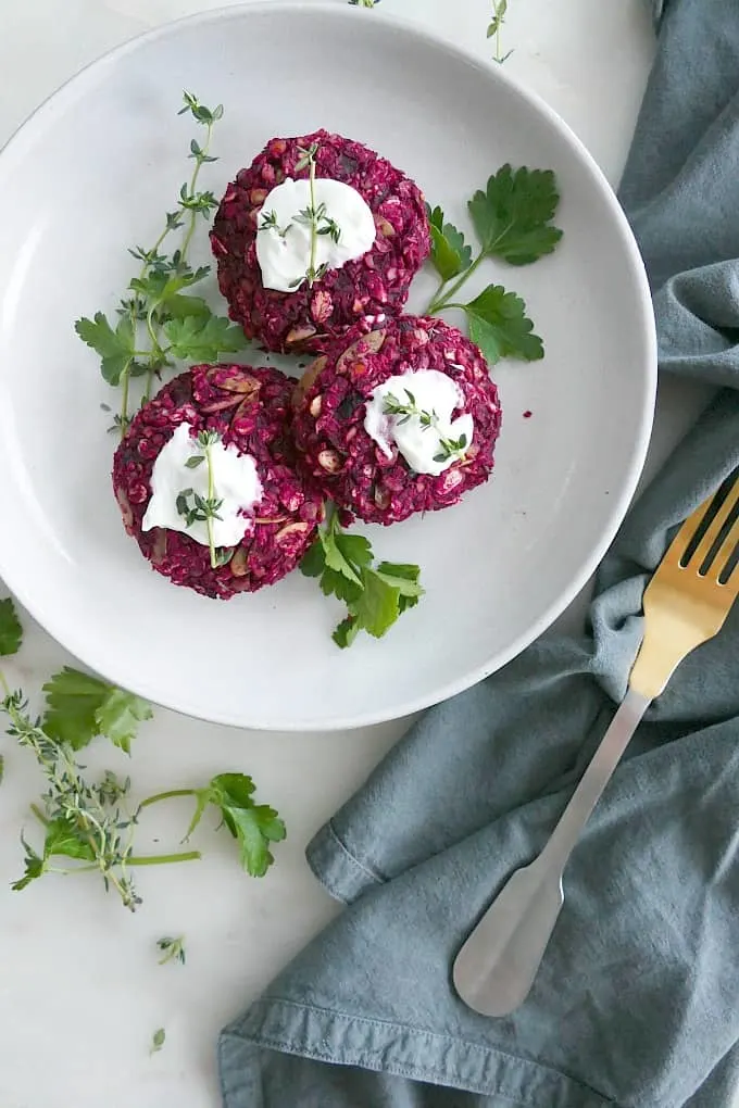 Beet and Green Lentil Cakes 
