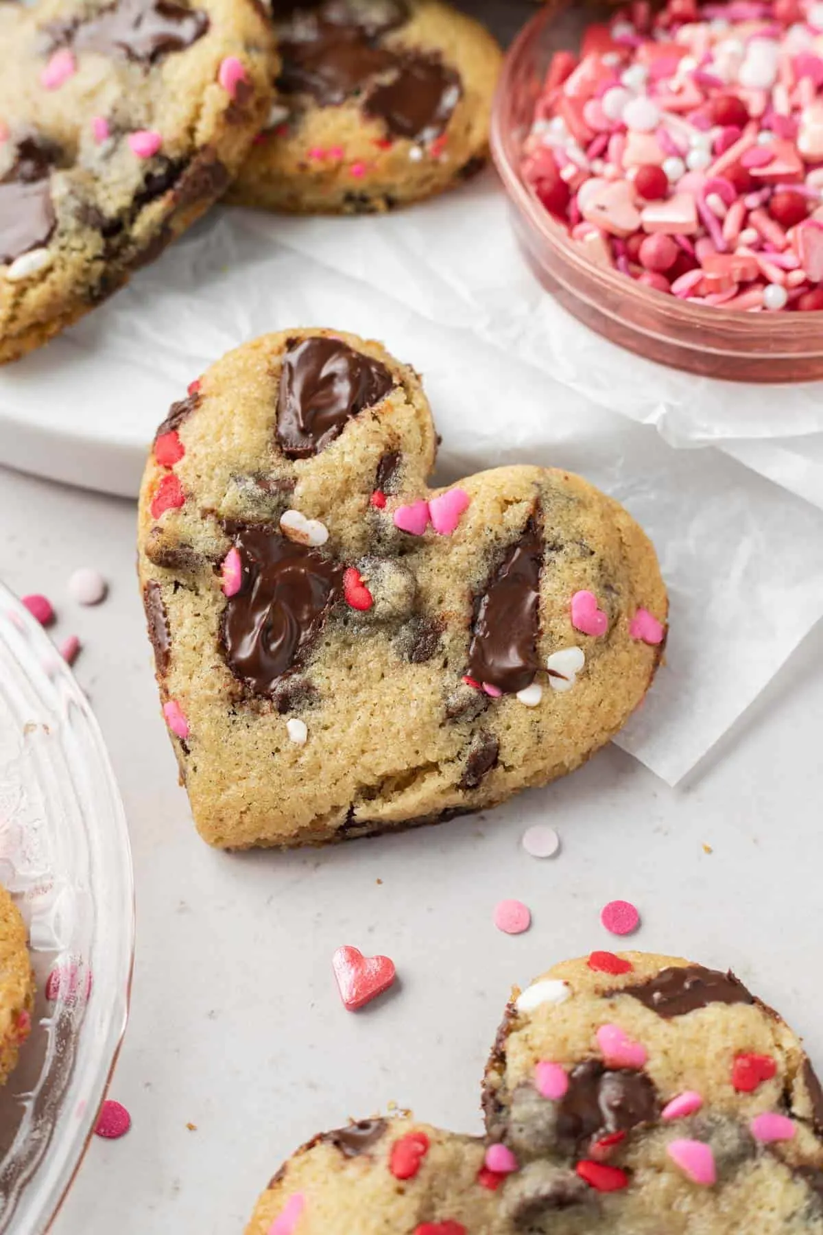 Heart-Shaped Chocolate Chip Cookies