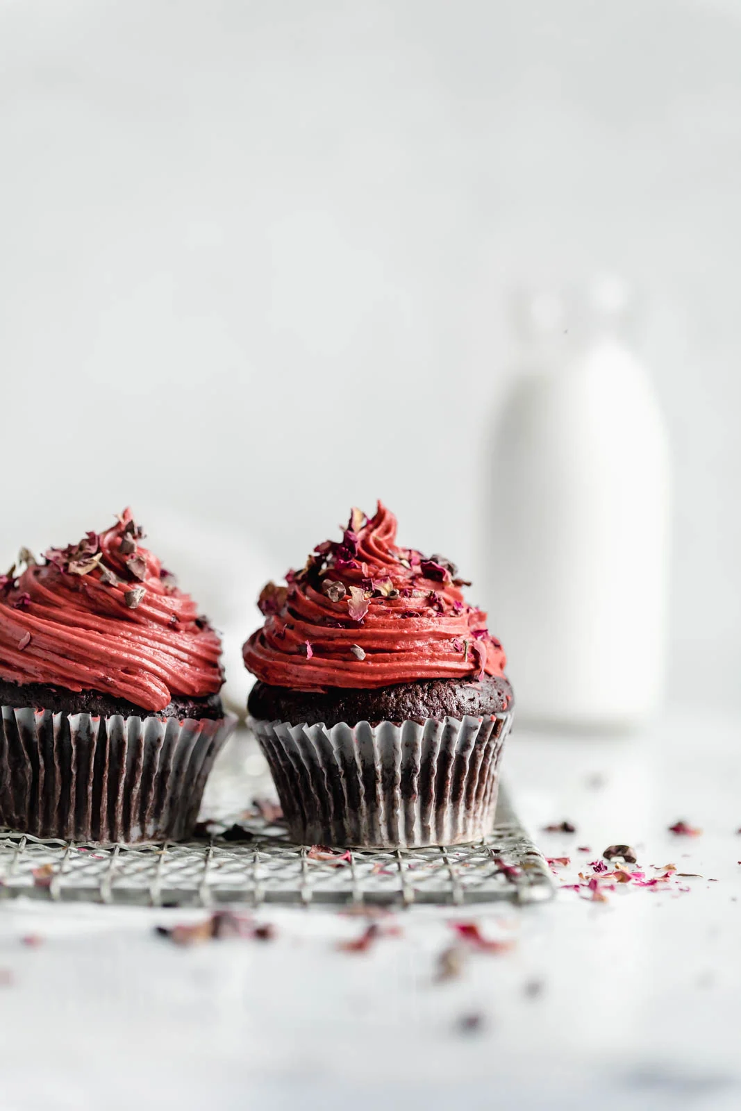 Raspberry Rose Chocolate Cupcakes for Two 