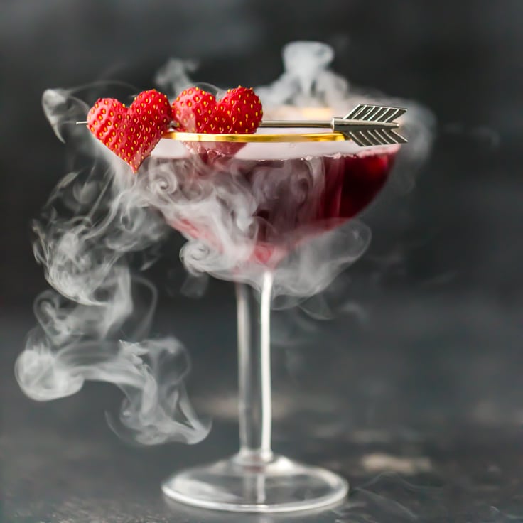 Love Potion #9 Martini (Triple Berry Pomegranate Martini with Dry Ice) 