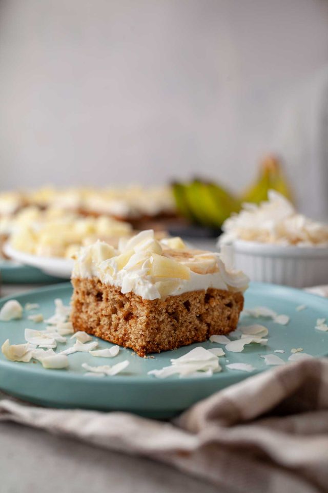 Vegan Banana Bars with Pina Colada Frosting