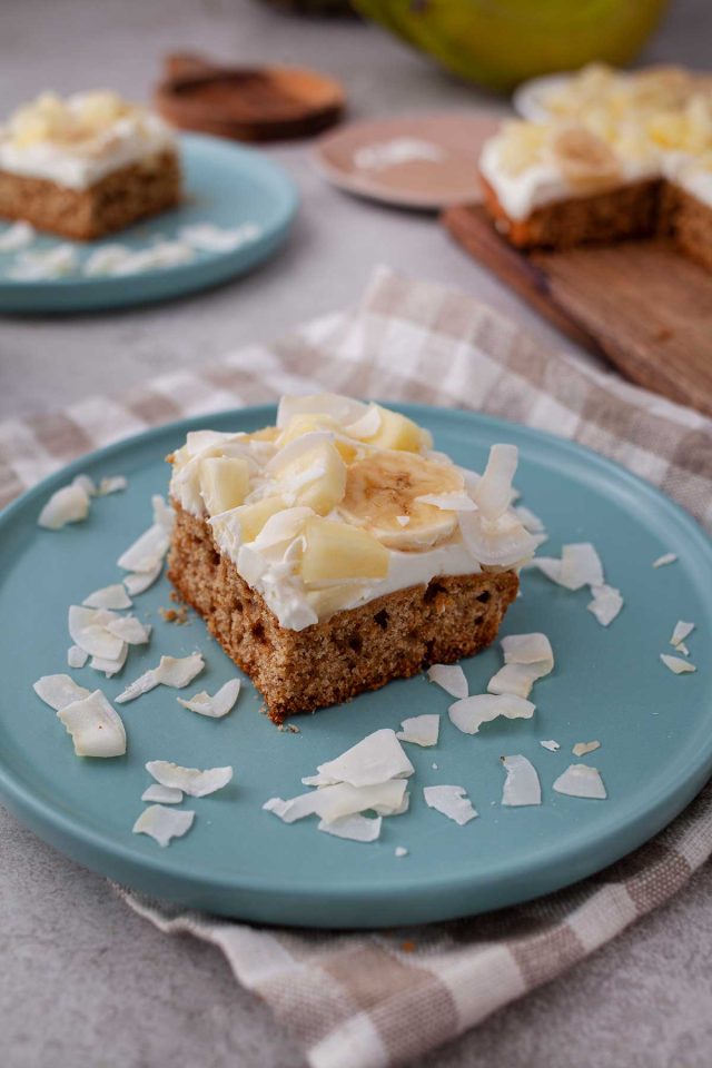 Vegan Banana Bars with Pina Colada Frosting