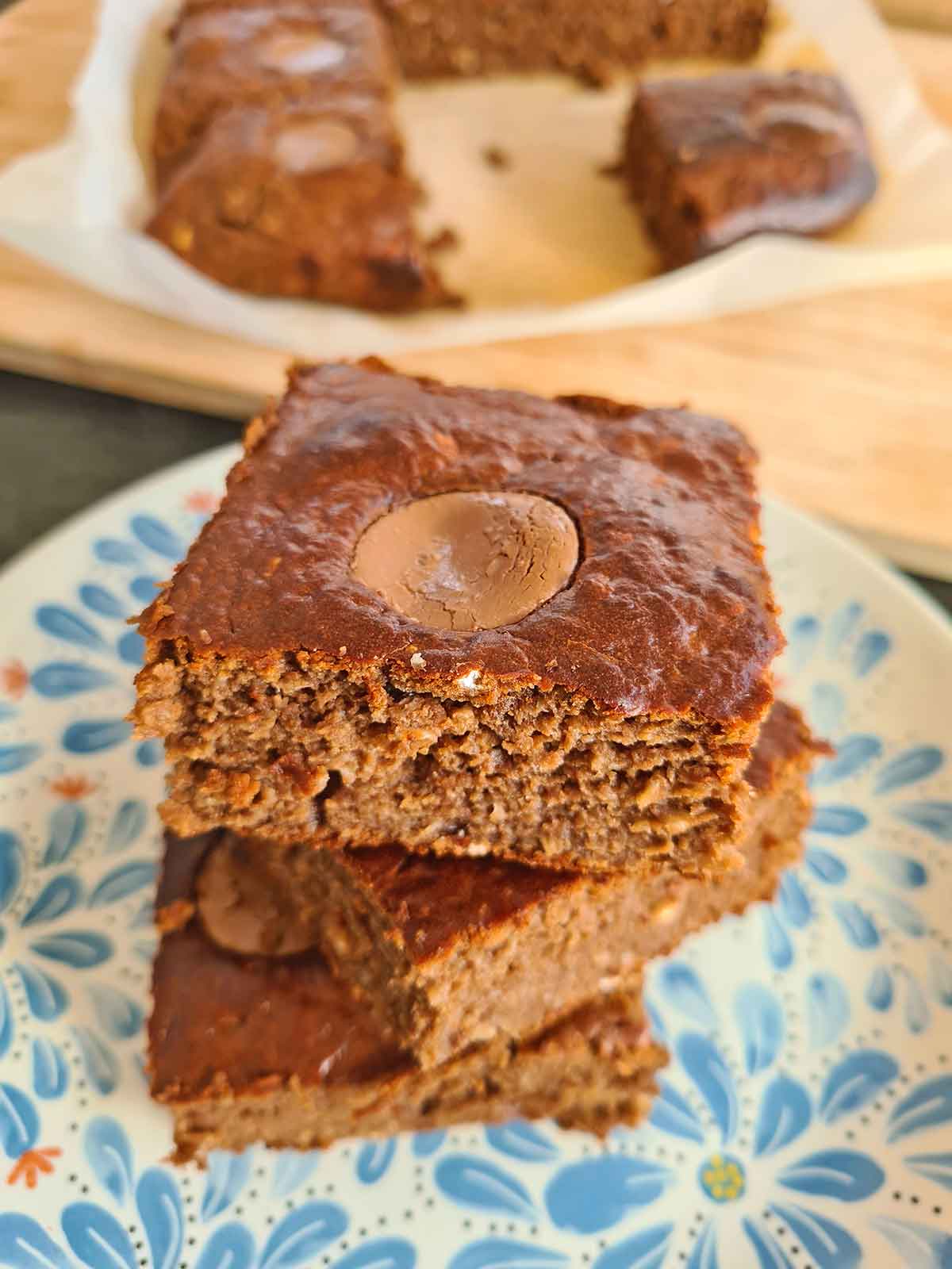 Chocolate Oats Brownies with Peanut Butter 