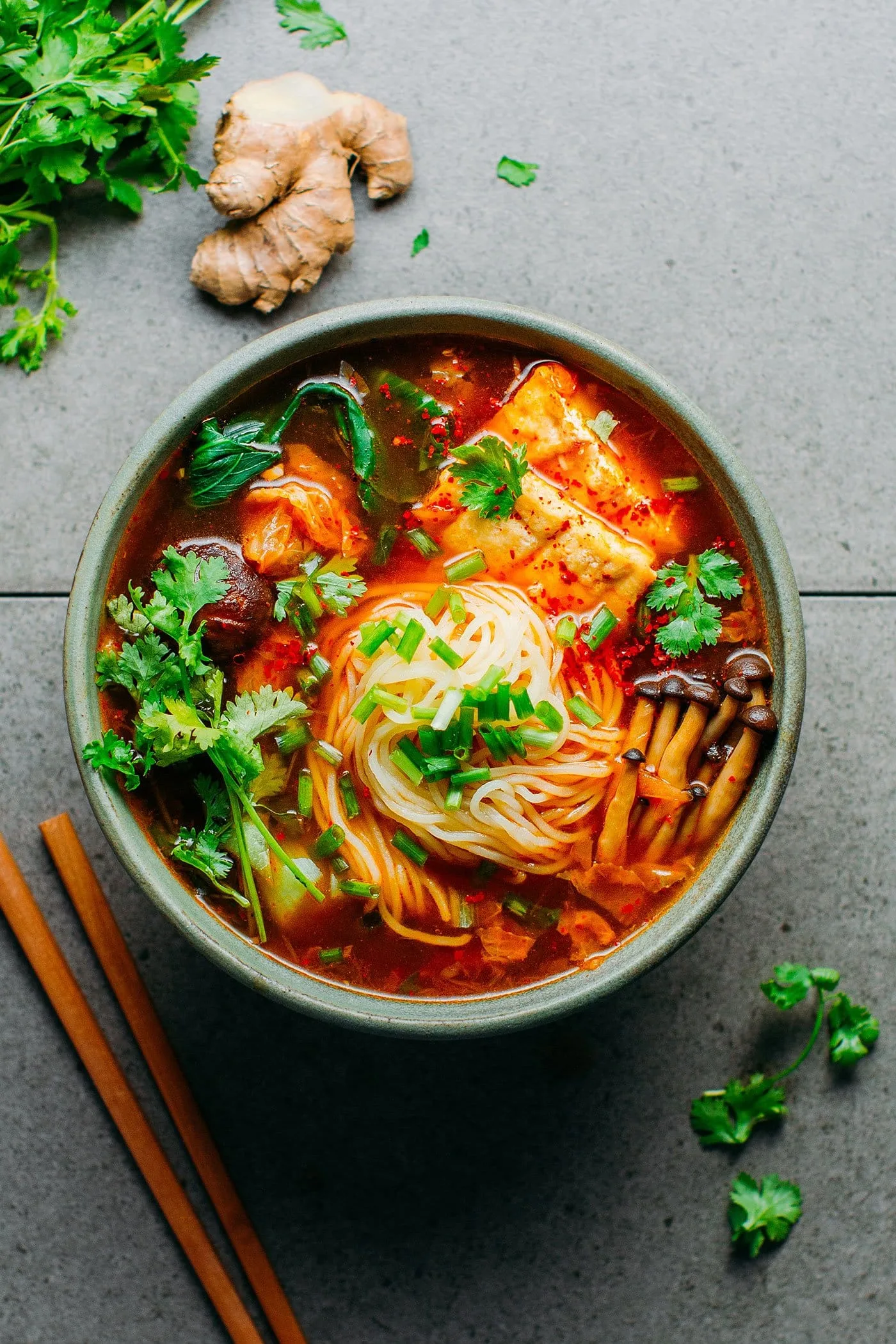 Vegan Kimchi Noodle Soup