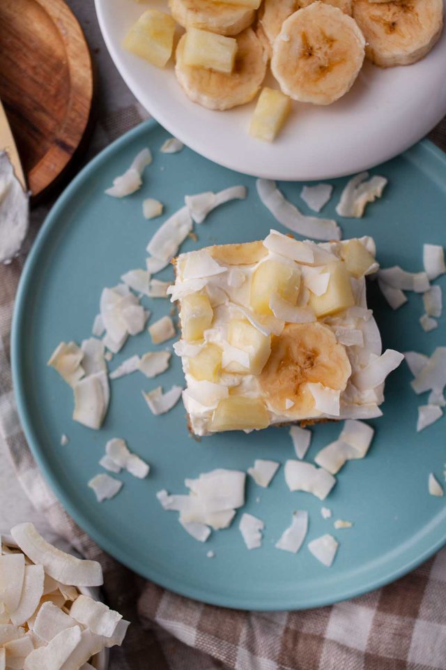 Vegan Banana Bars with Pina Colada Frosting