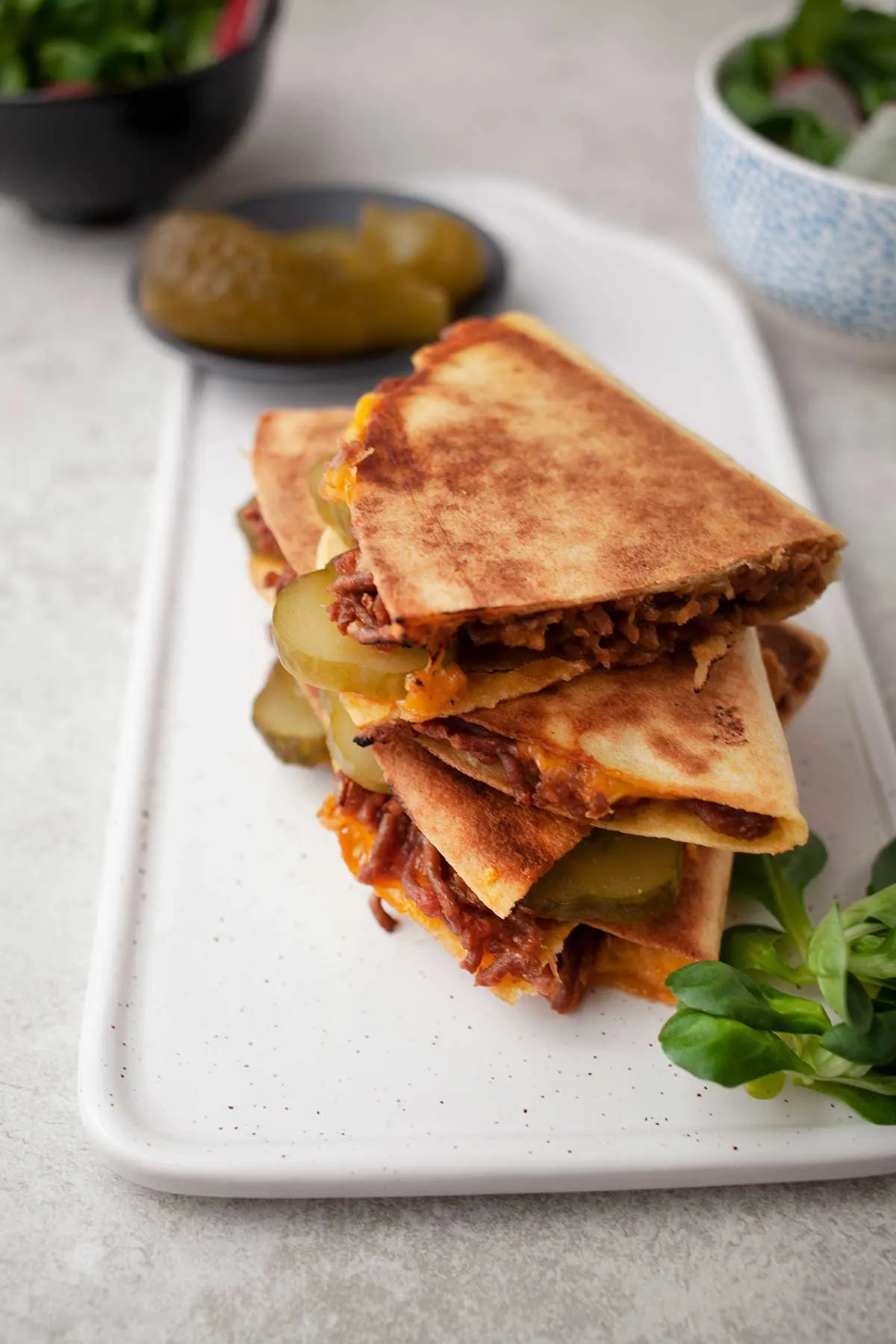 Cheeseburger quesadillas meat-free recipe