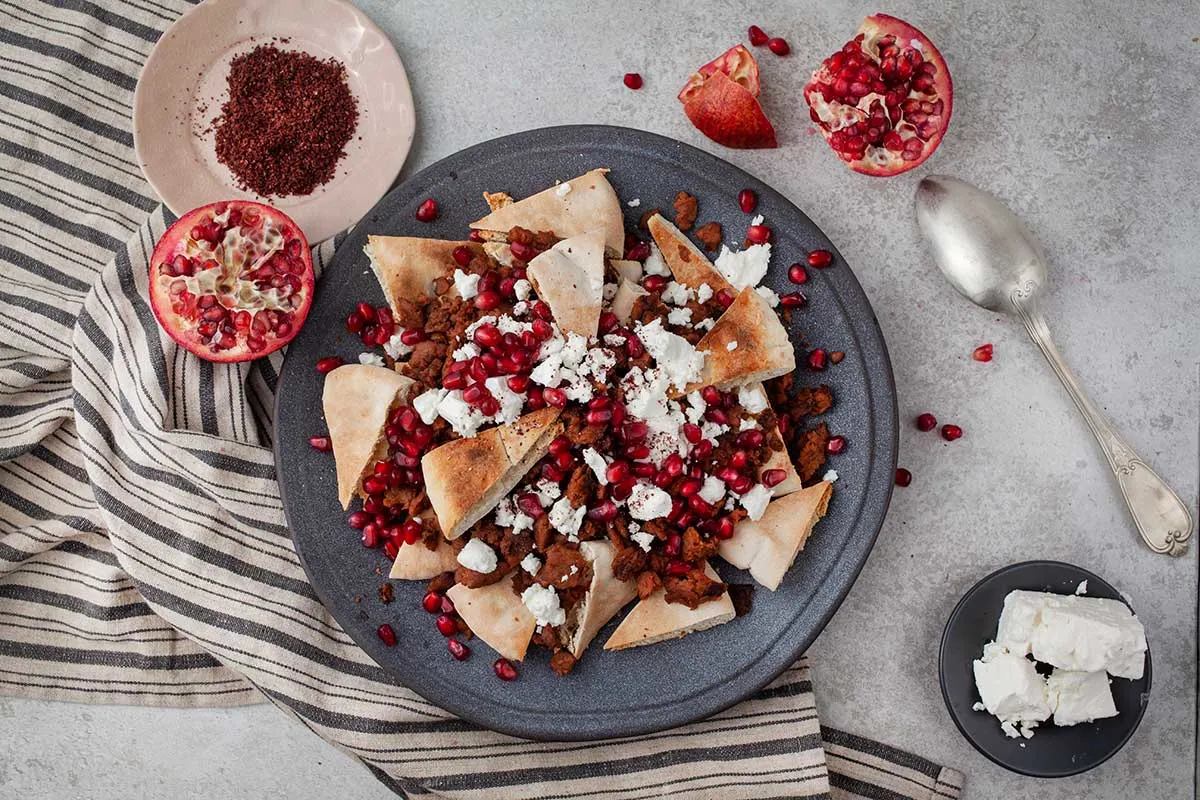 Middle Eastern Nachos vegetarian