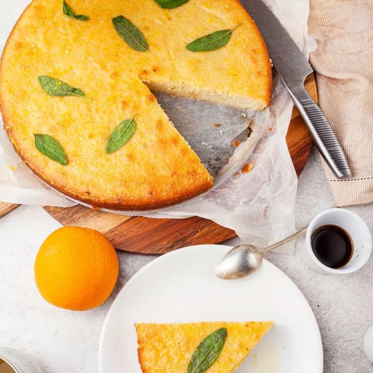 Orange Sage Almond Cake easy baking recipe prajiitura de migdale cu portocale