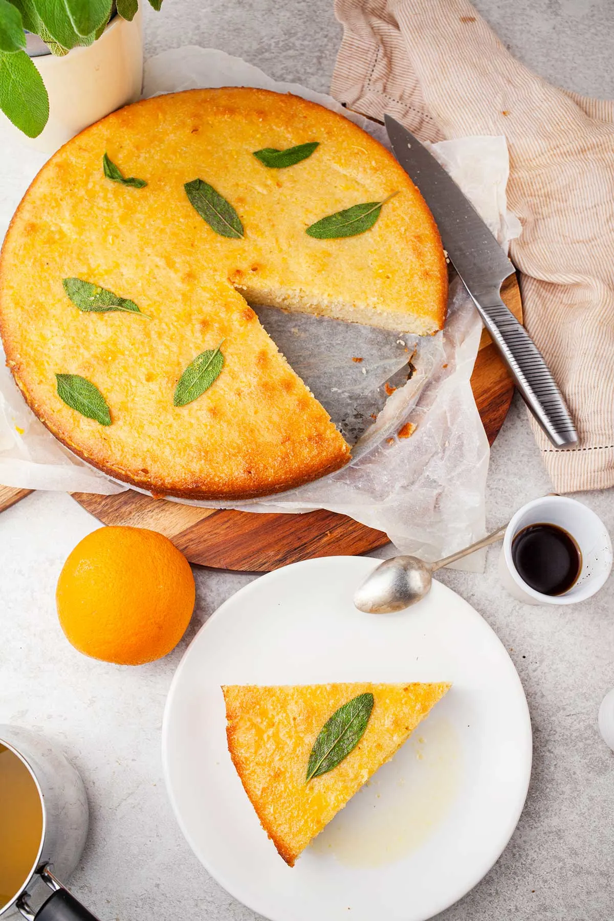 Orange Sage Almond Cake easy baking recipe 
