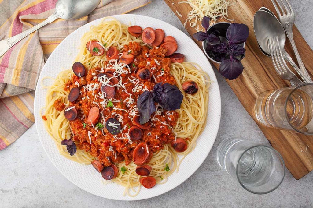 Filipino Spaghetti Made Vegan - Gourmandelle