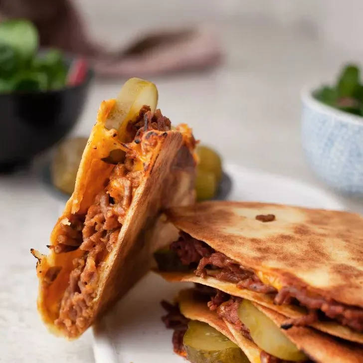 Cheeseburger quesadillas plant-based recipe