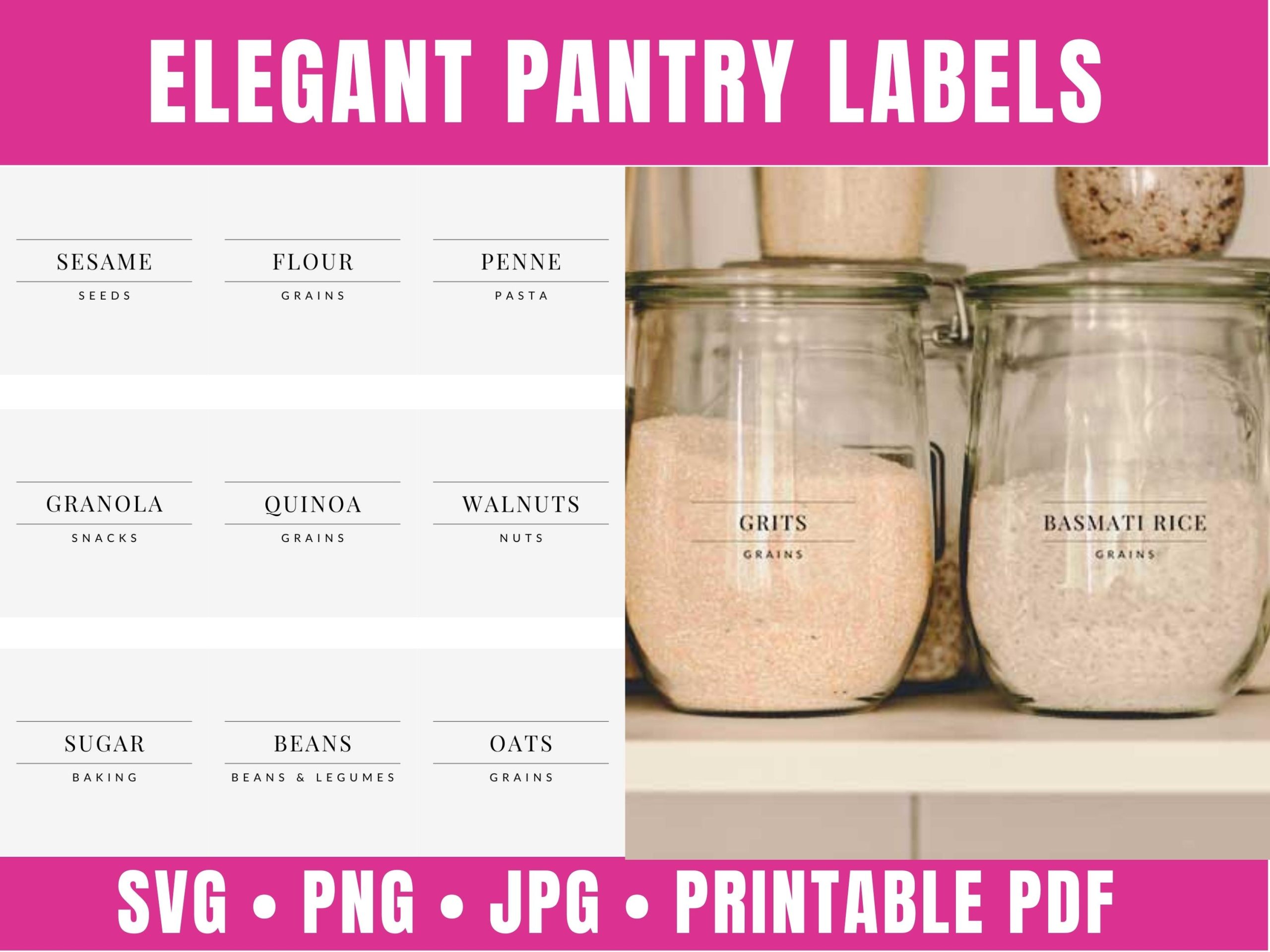 Elegant Pantry Labels Template | Editable & Printable
