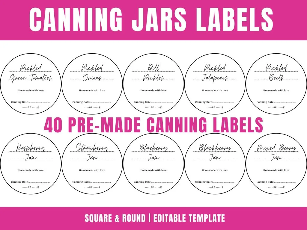 canning jar labels template round for lids