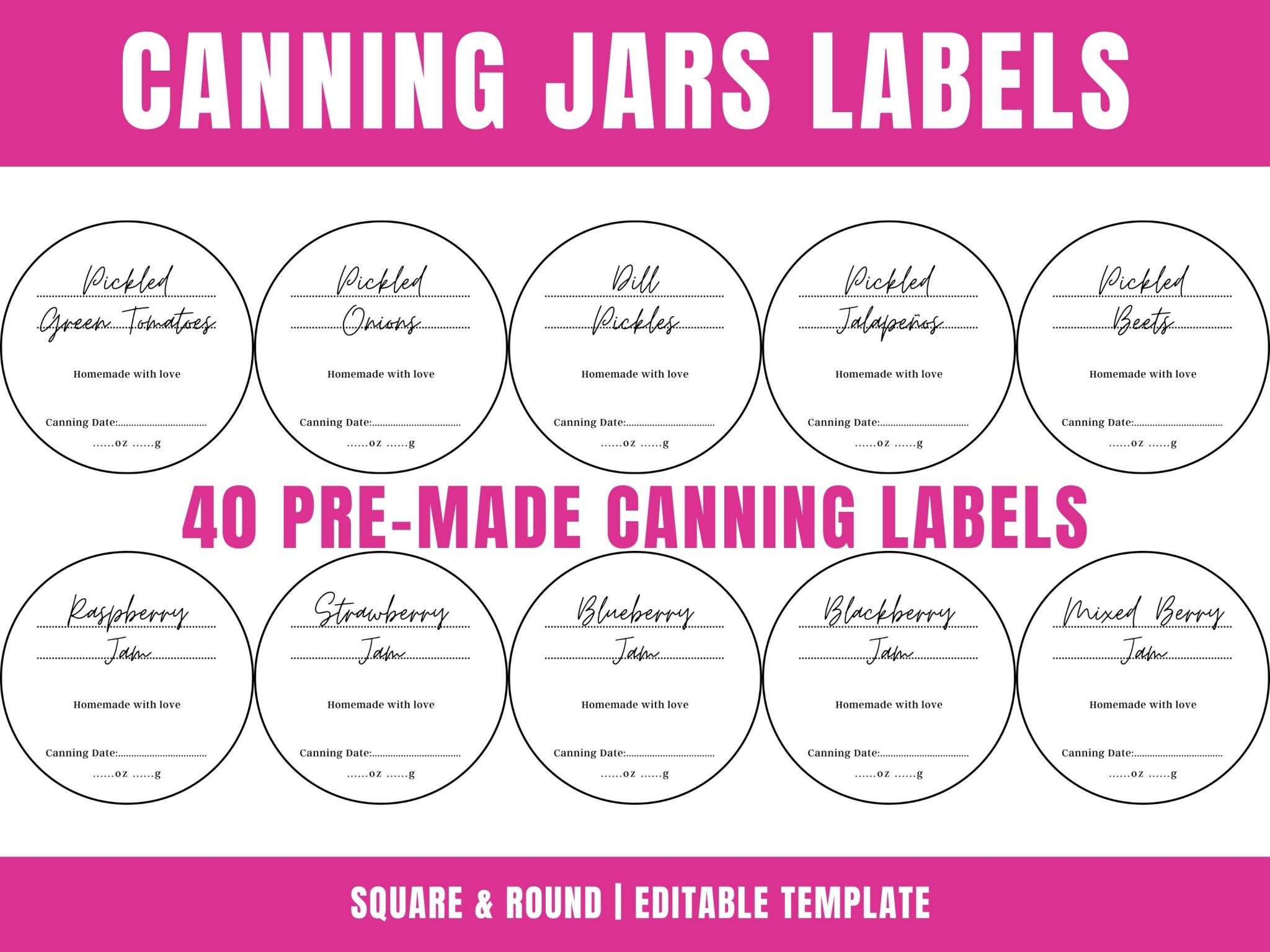 Canning Labels Template Editable & Printable Gourmandelle