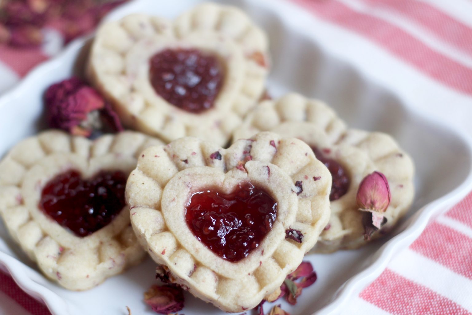 Raspberry Rose Thumbprint Cookies