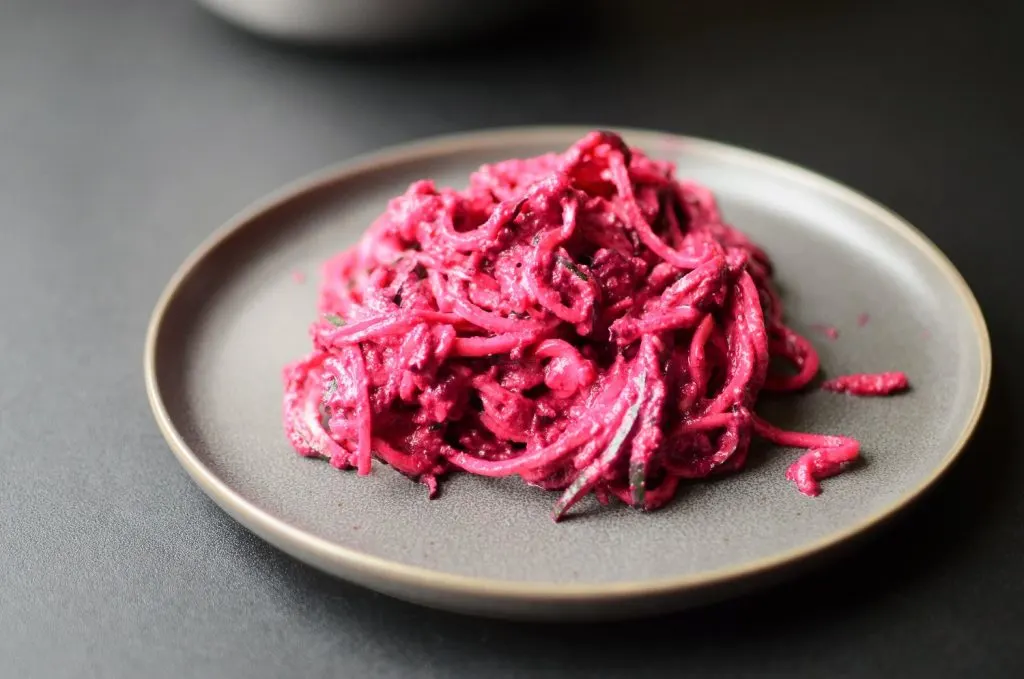 Zucchini Noodles with Beet Pesto