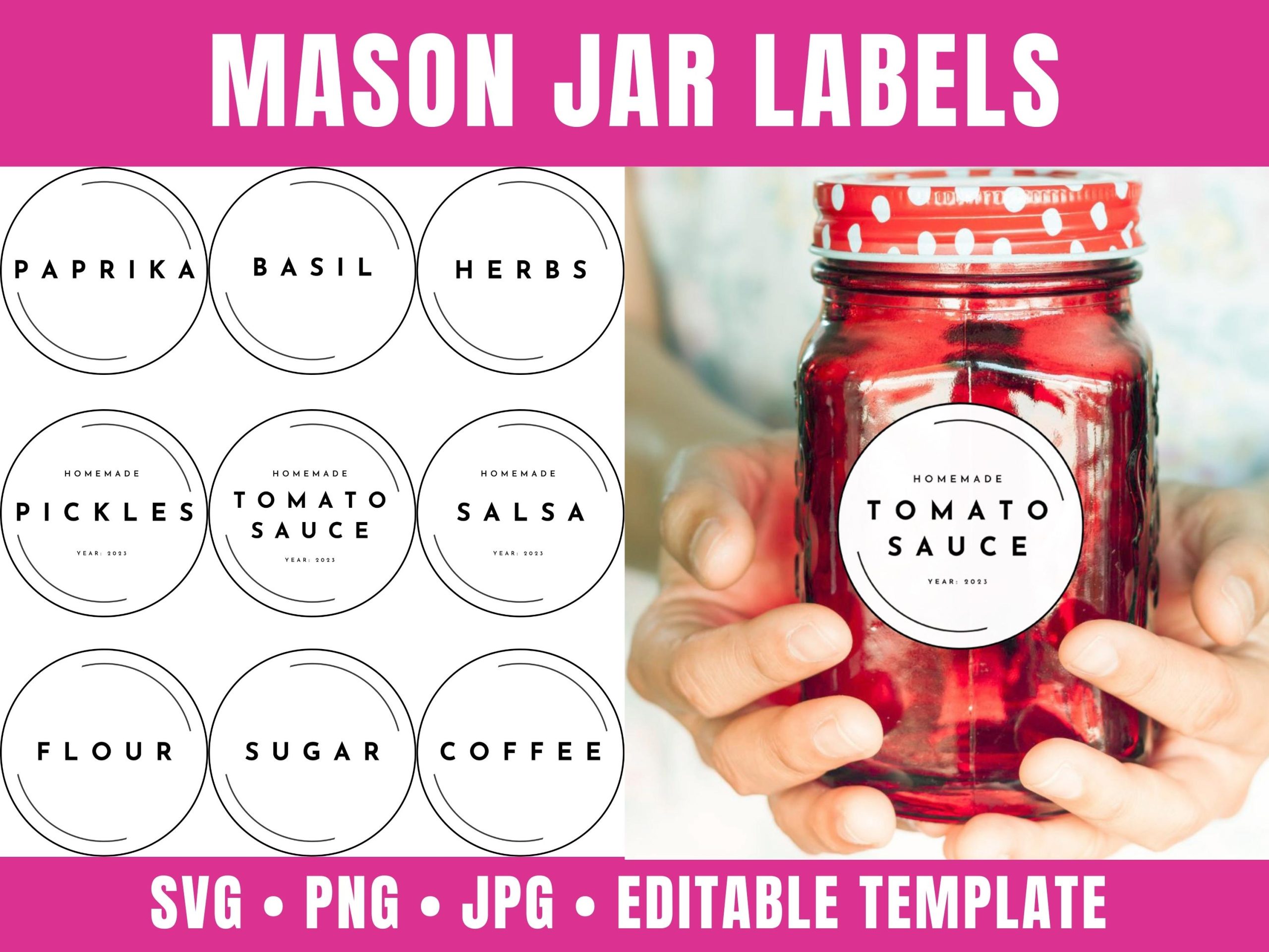 Mason Jars Labels Template | Editable & Printable