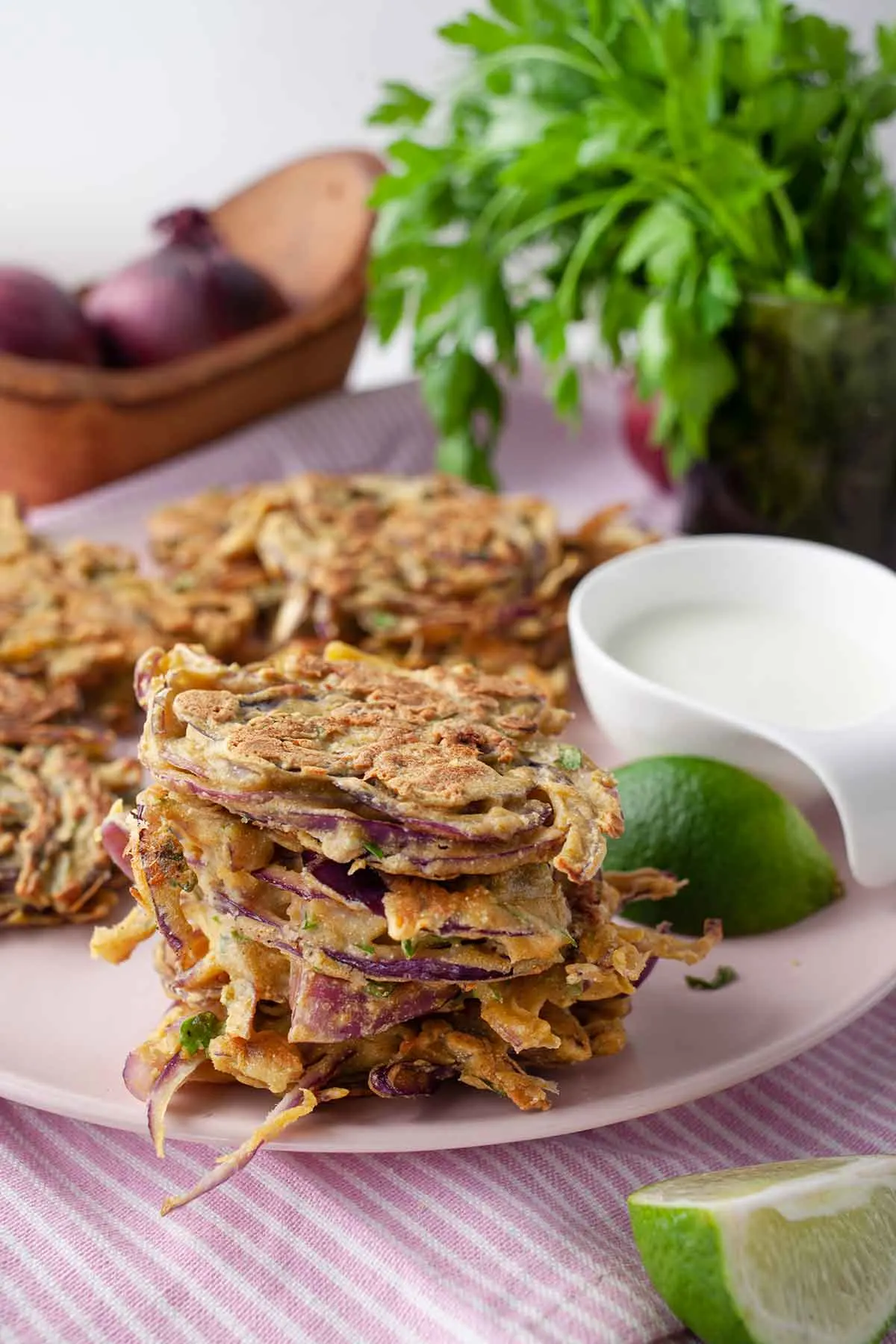 Easy Onion Bhaji vegetarian recipe without deep-frying