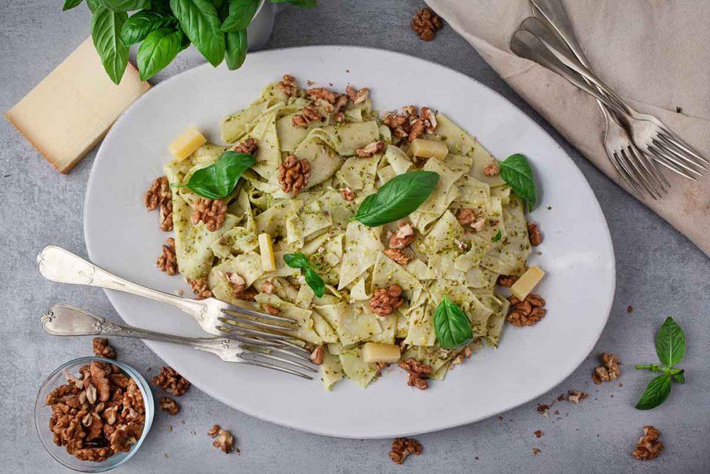 Broken Lasagna with Walnut & Gruyere Cheese Pesto