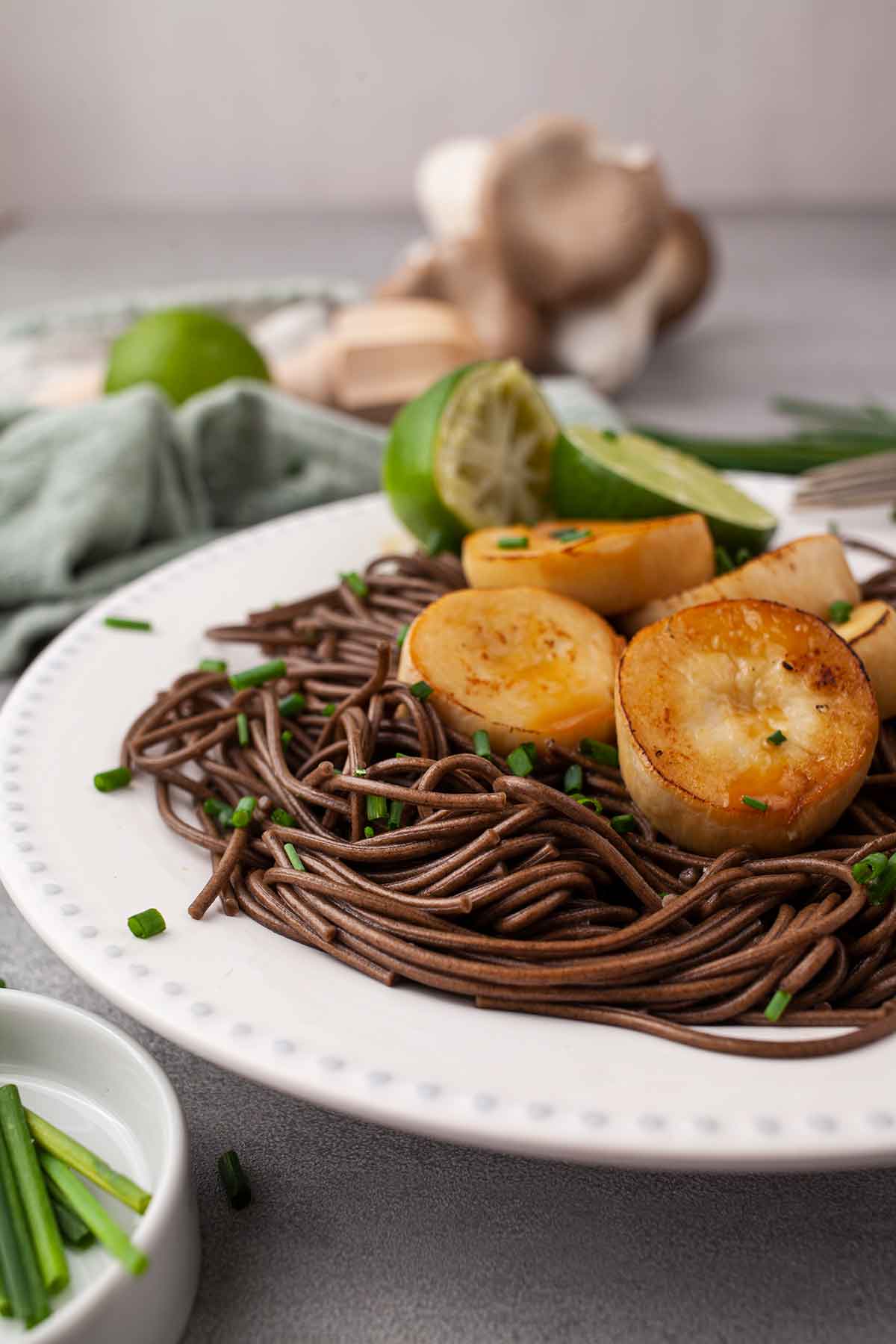 Miso and Lime Mushrooms with Soba Noodles asian recipe