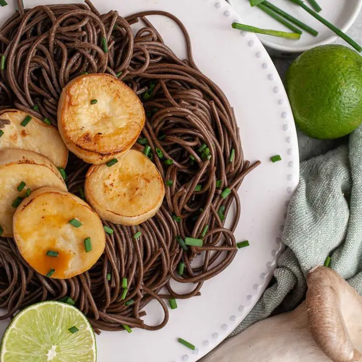 Miso and Lime Mushrooms with Soba Noodles vegetarian