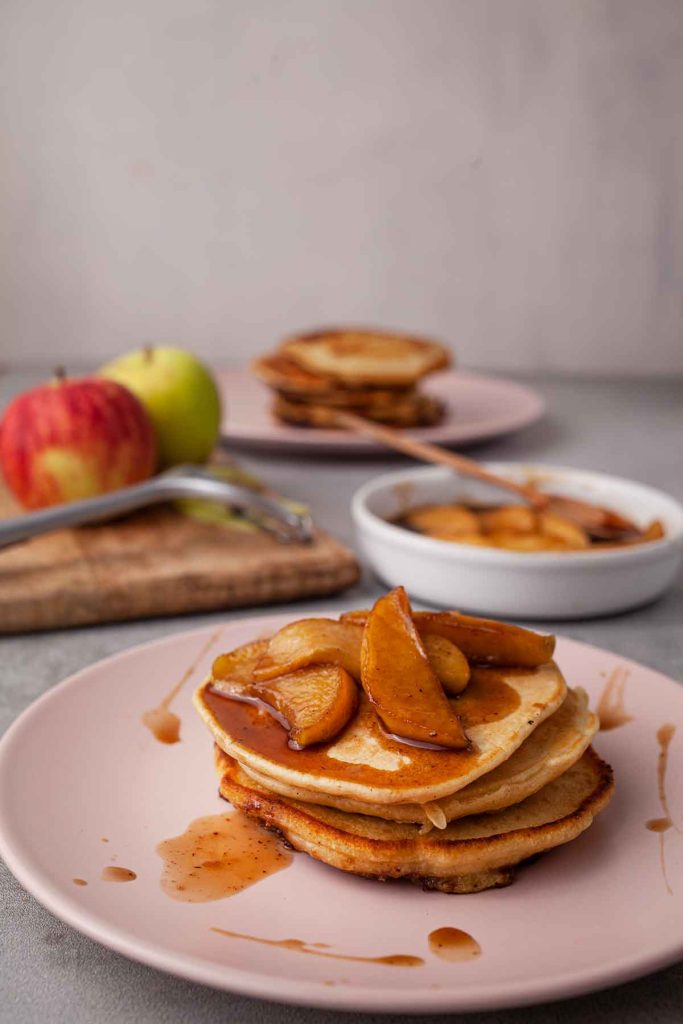 Apple Pancakes (with Easy Homemade Caramel Sauce)