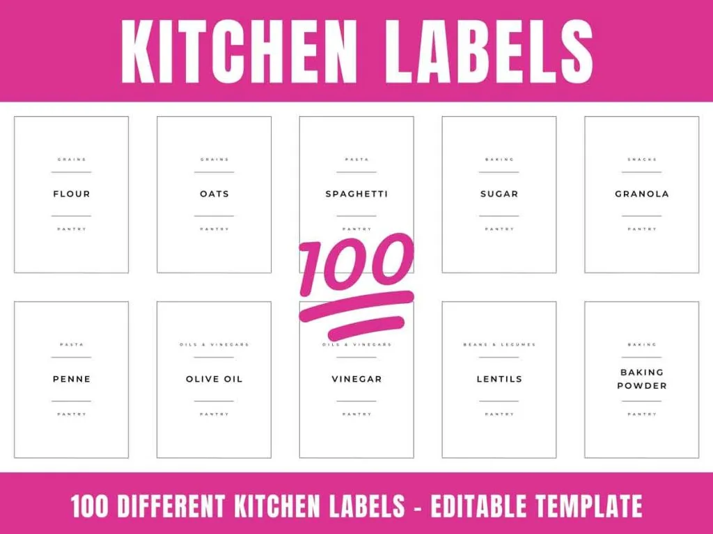 kitchen labels template