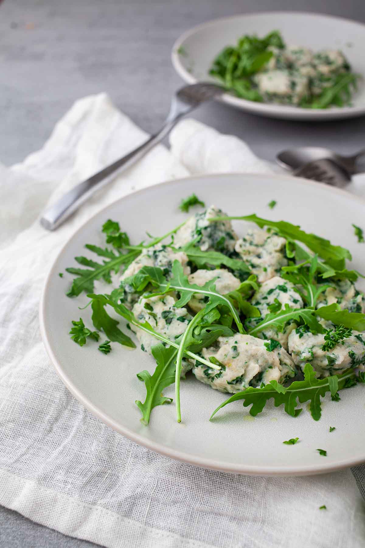 Ricotta gnocchi with spinach vegetarian 