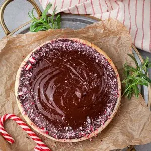 Peppermint Cheesecake with candy cane