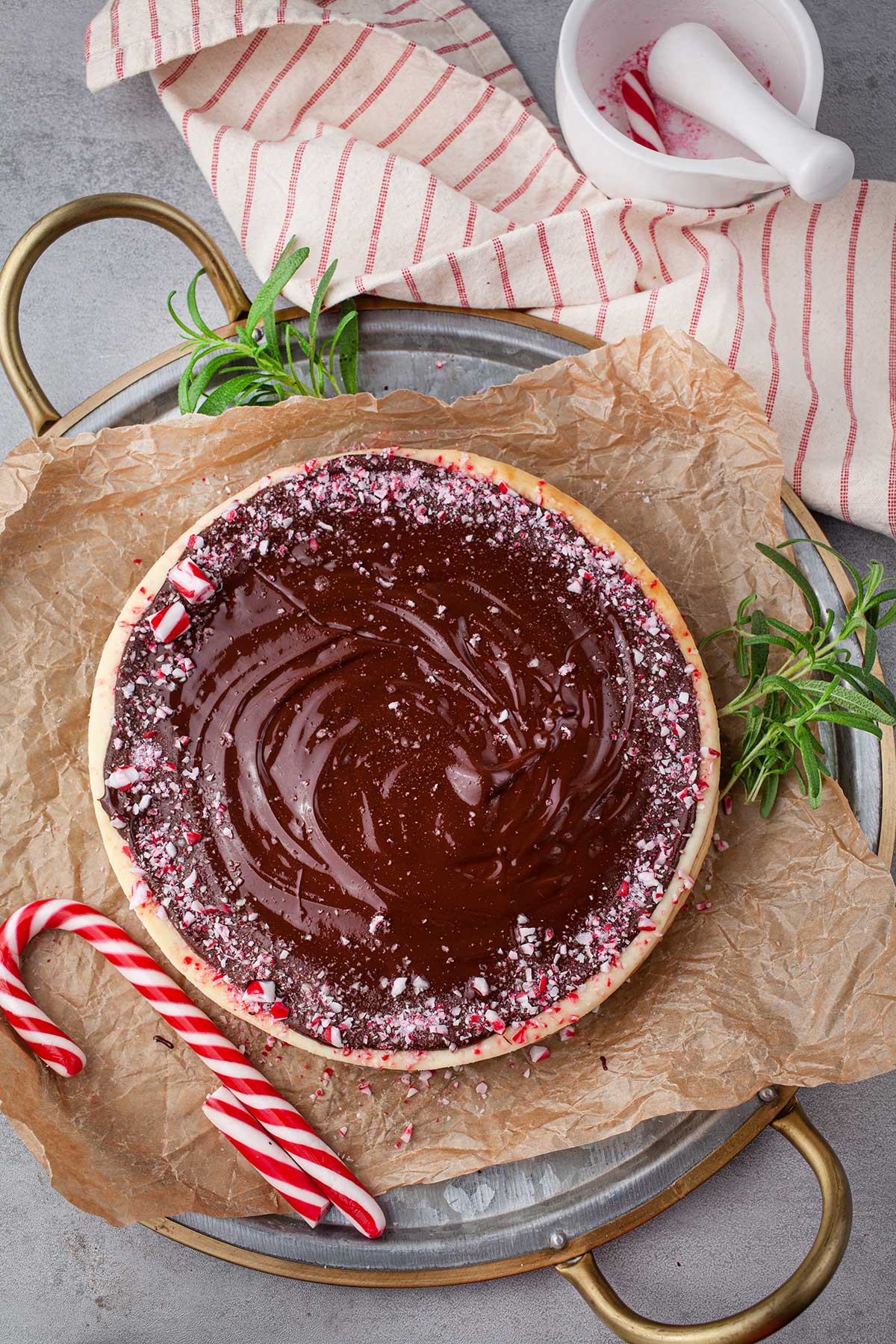 Peppermint Cheesecake with candy cane