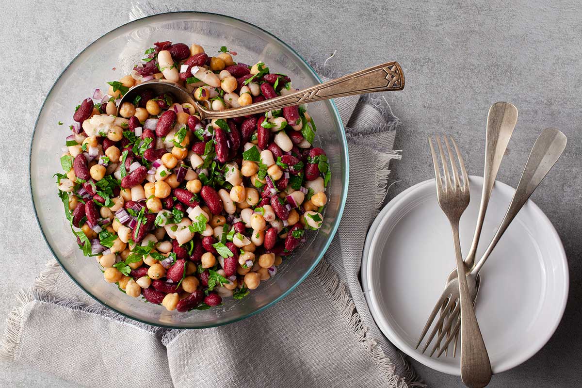 Three Bean Salad Vegetarian Recipe 