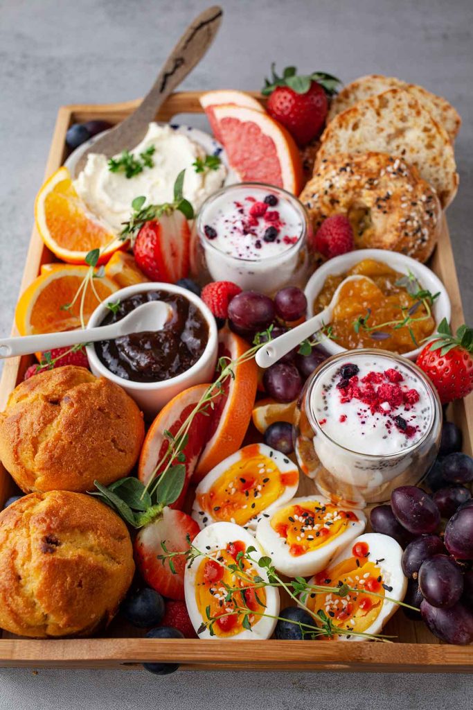 Vegetarian morning feast breakfast board