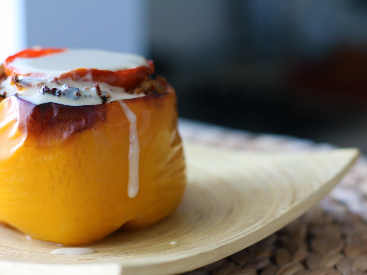 Vegetarian couscous stuffed bell peppers