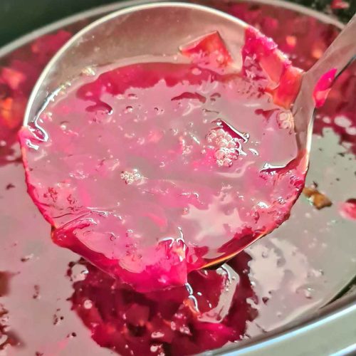 Fresh edible pink rose petals for making rose jelly