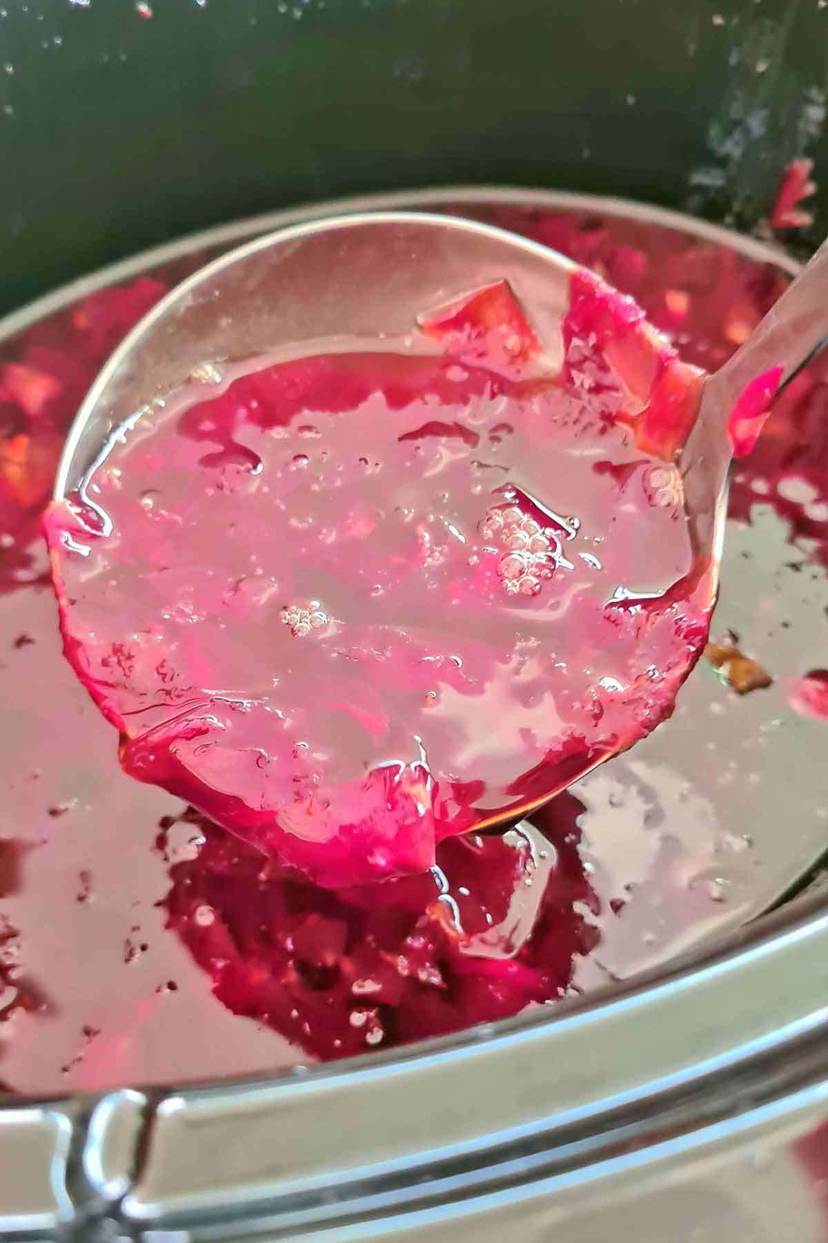 Fresh edible pink rose petals for making rose jelly