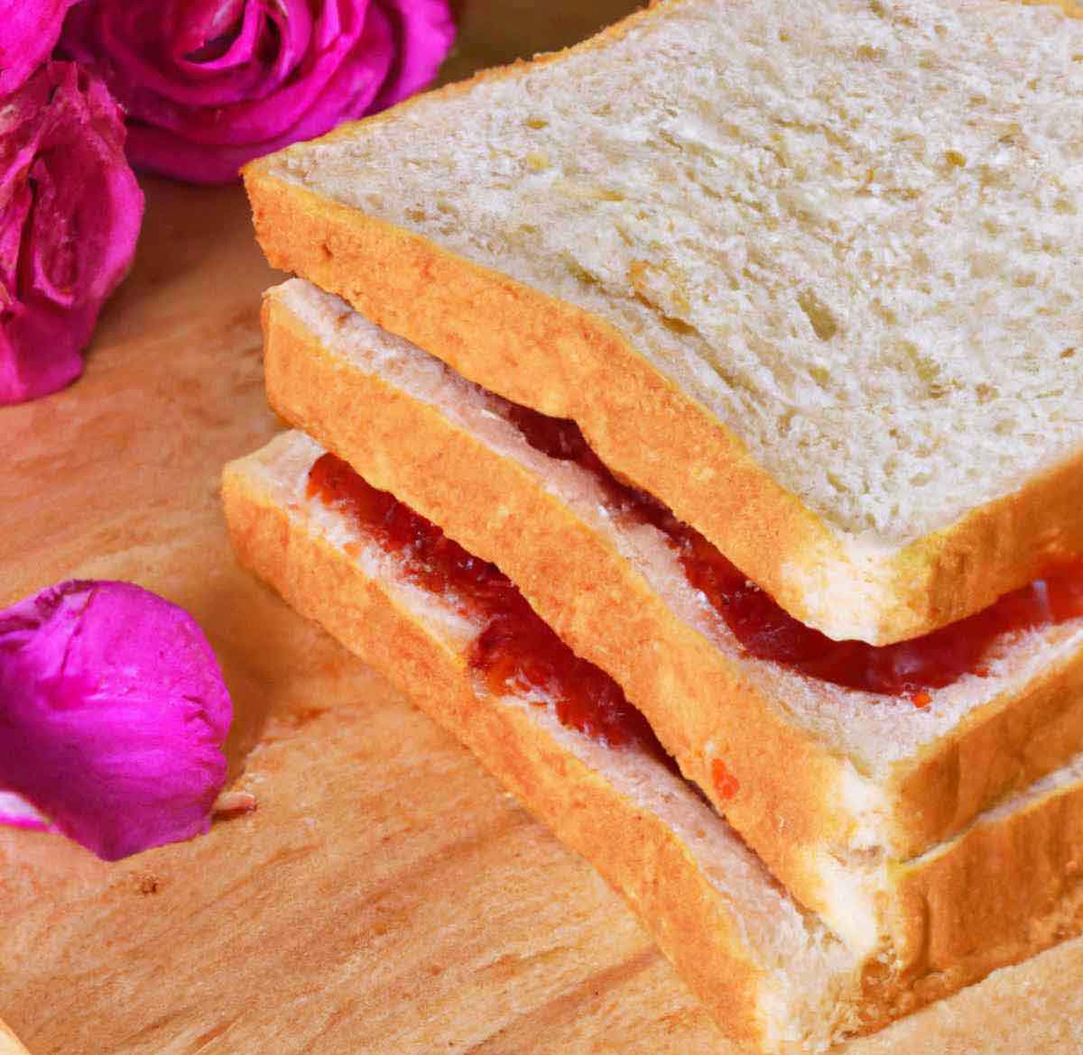 Bread spread with rose jelly