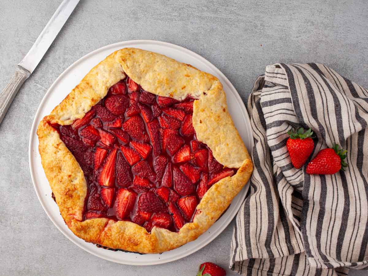 Homemade strawberry galette close-up