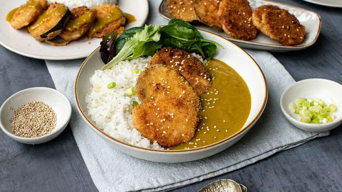 Aubergine and Sweet Potato Katsu Curry