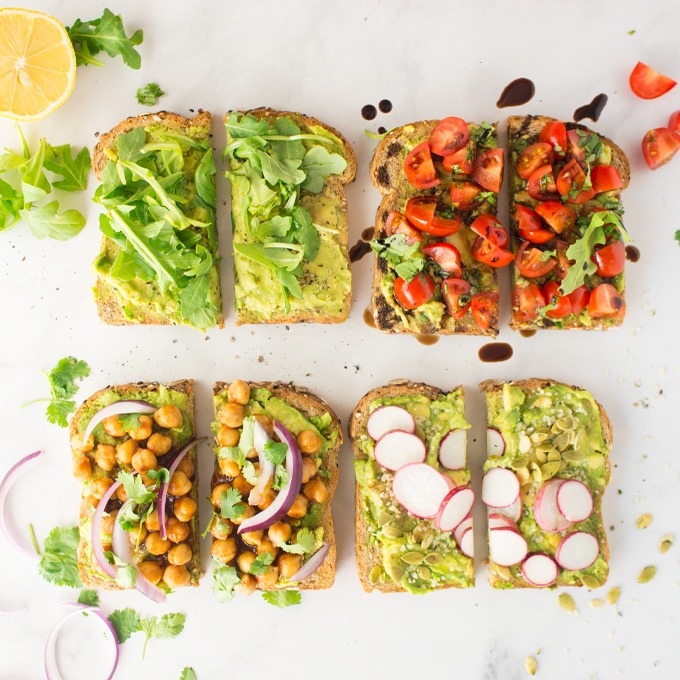 Vegan Avocado Toast 4 Ways