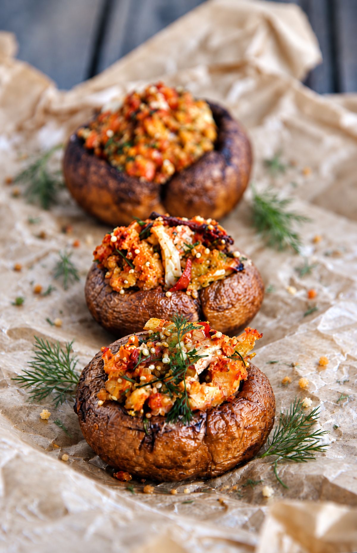 High-Protein Stuffed Mushrooms Vegan, Smoky Quinoa Tofu