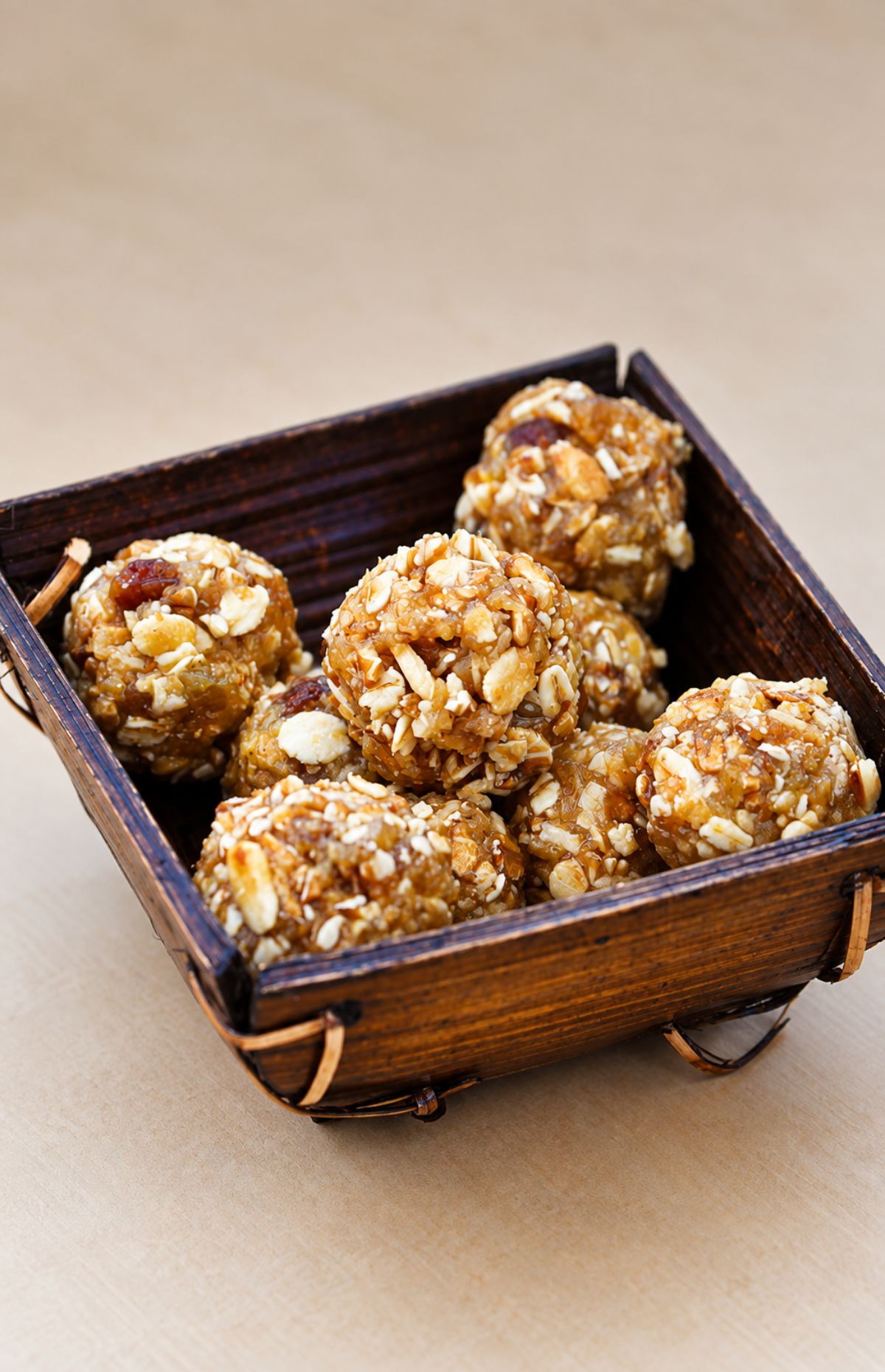 Vegan oatmeal protein balls rolled and ready to chill
