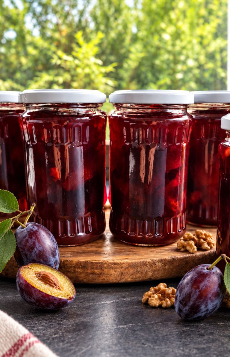Plum Jam with Walnuts Easy Vegan, No Pectin