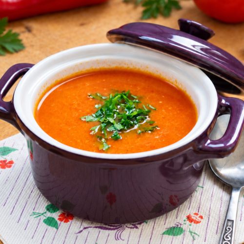 roasted tomato pepper soup supa ardei copt rosii